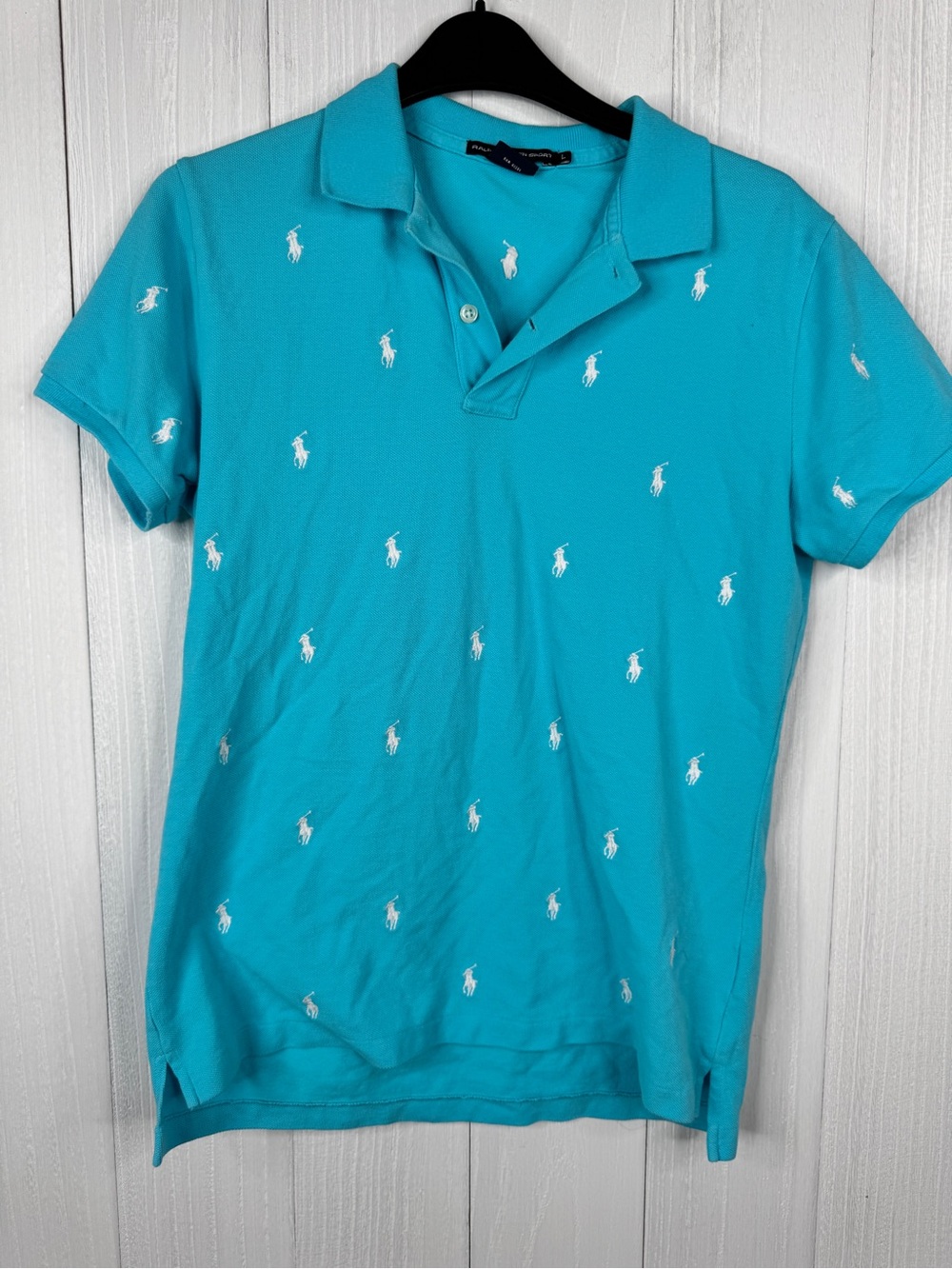Ralph Lauren Sport Polo Shirt in Turquoise with White Pony Embroidery